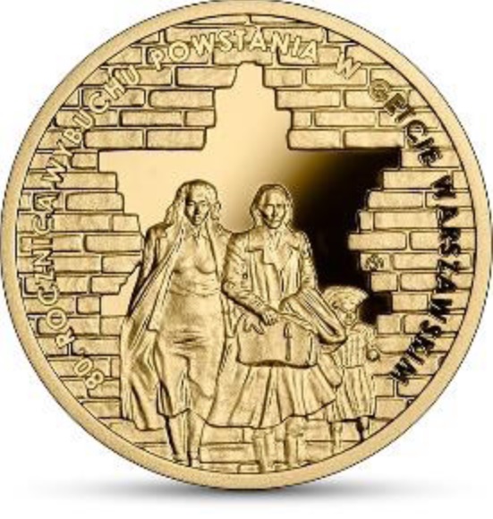 Złota moneta 200 zł 80. rocznica wybuchu powstania w getcie warszawskim rewers