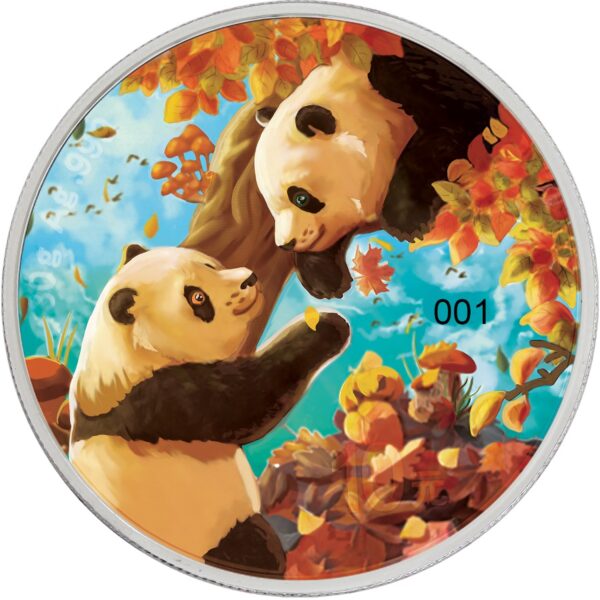 Srebrna moneta 30g Chińska Panda 2023 Four Seasons Autumn  rewers