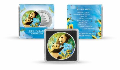 Srebrna moneta 30g Chińska Panda 2023 Four Seasons Summer prezentacja