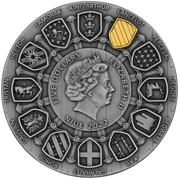Srebrna moneta 5$ Sir Lancelot, Seria: Camelot awers
