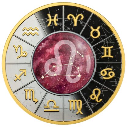 Srebrna moneta 500 CFA Znaki zodiaku Lew rewers