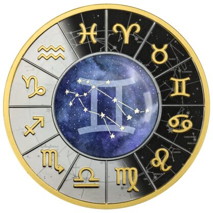 Srebrna moneta 500 CFA Znaki Zodiaku Bliźnięta rewers