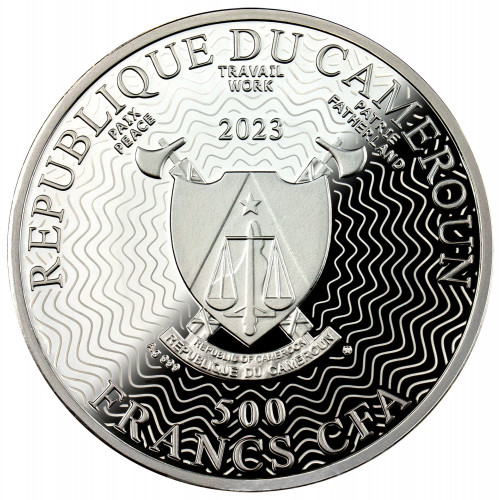 Srebrna moneta 500 CFA Znaki Zodiaku Wodnik awers