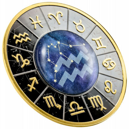 Srebrna moneta 500 CFA Znaki Zodiaku Wodnik rant