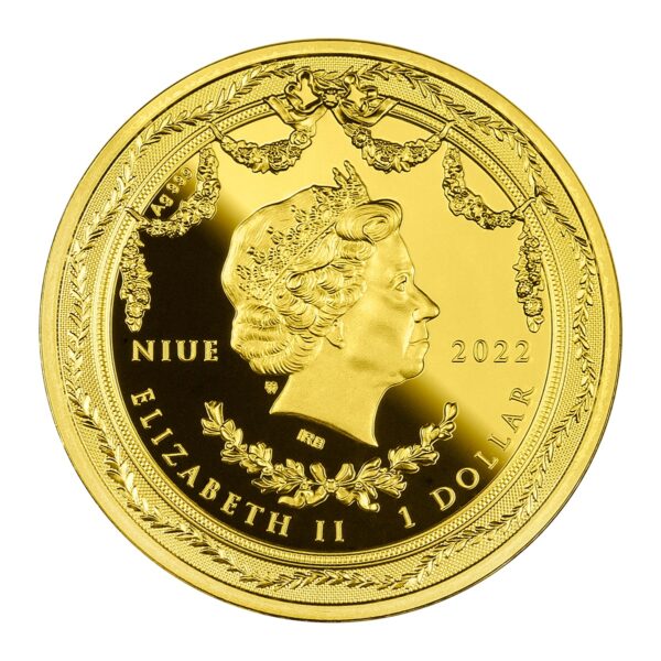 Srebrna moneta 1$ Zegar błękitny awers