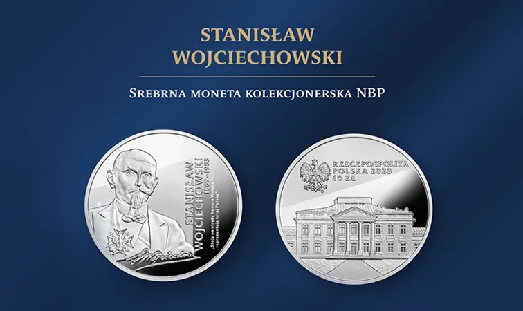 Srebrna moneta 10 zł Stanisław Wojciechowski