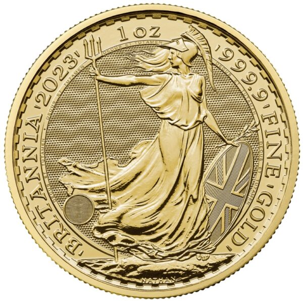 Złota moneta 1 oz Britannia Karol III rewers