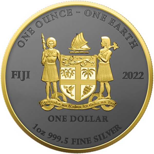 Srebrna moneta 1 oz Fiji One Earth Gold awers