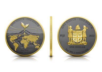 Srebrna moneta 1 oz Fiji One Earth Gold rant
