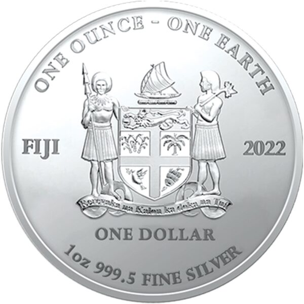 Srebrna moneta 1 oz Fiji One Earth color rewers
