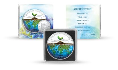 Srebrna moneta 1 oz Fiji One Earth color etui