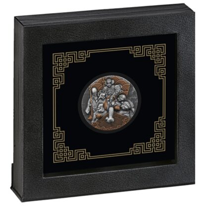 Srebrna moneta 2000 CFA Siedmioro bogów szczęścia ramka