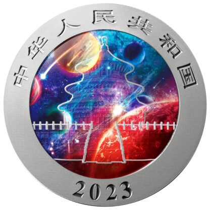 Srebrna moneta 30g Chińska Panda Glowing Galaxy V awers