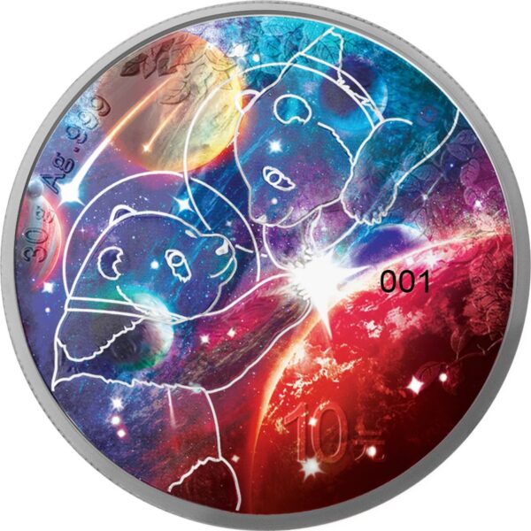 Srebrna moneta 30g Chińska Panda Glowing Galaxy V rewers
