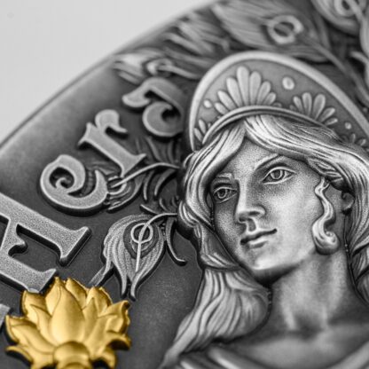 Srebrna moneta 5 $ Hera i Junona detale