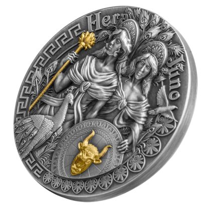 Srebrna moneta 5 $ Hera i Junona prezentacja