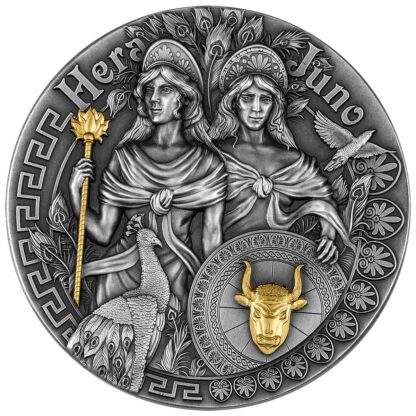 Srebrna moneta 5 $ Hera i Junona rewers