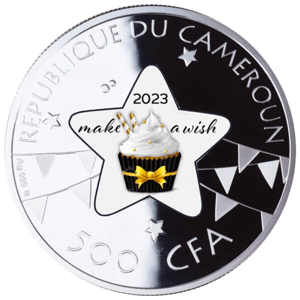 Srebrna moneta 500 CFA Moneta urodzinowa 2023 awers