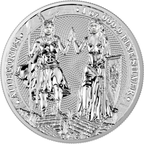 Srebrna moneta 1oz Allegories: Galia & Germania awers
