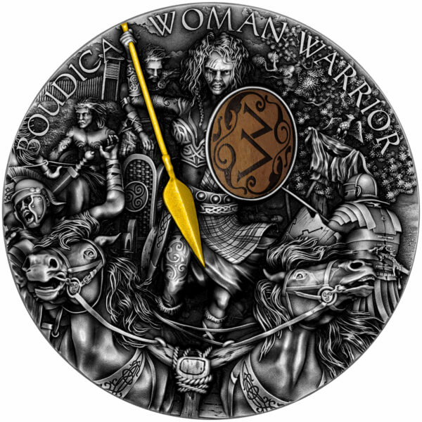 Srebrna moneta 5$ Boudica Seria; Wojownicze Kobiety rewers