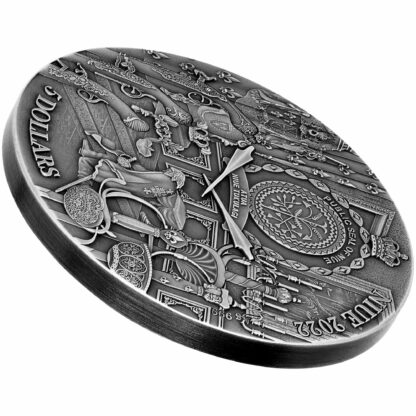 Srebrna moneta 5$ D’Artagnan Seria: Trzej Muszkieterowie rant awers