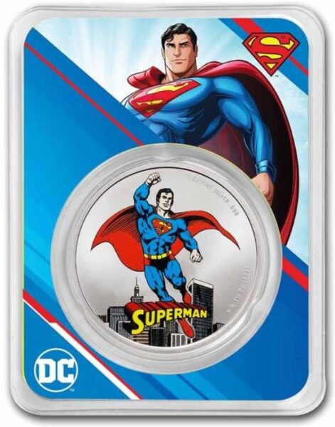 Srebrna moneta 1 oz DC Comics Superman Colorized rewers blister