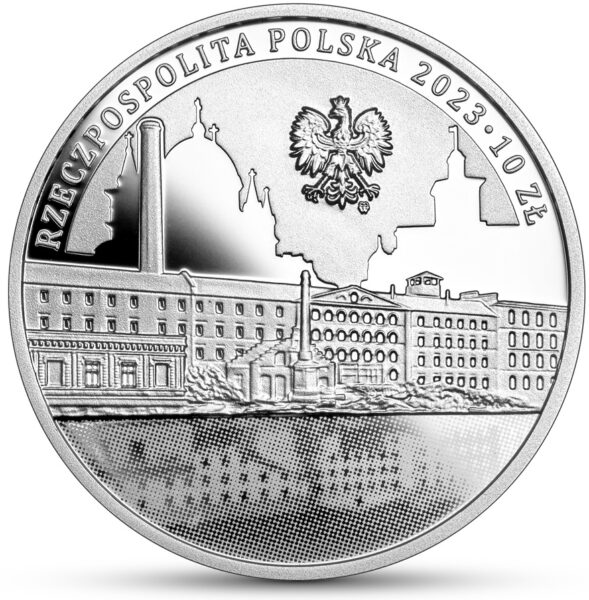 Srebrna moneta 10 zł 600-lecie nadania Łodzi praw miejskich awers