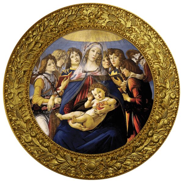 Srebrna moneta 500 CFA  Sandro Botticelli, Madonna z granatem rewers