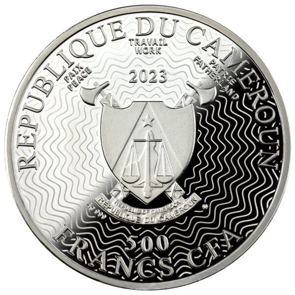 Srebrna moneta 500 CFA Księżyc, Seria: Układ słoneczny awers