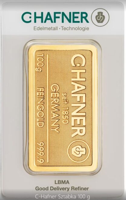 Sztabka złota 100 g C.Hafner