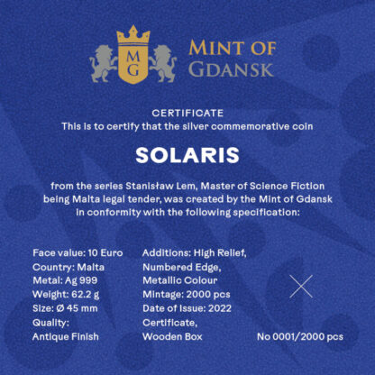 Srebrna moneta 10 € Solaris, Stanisław Lem