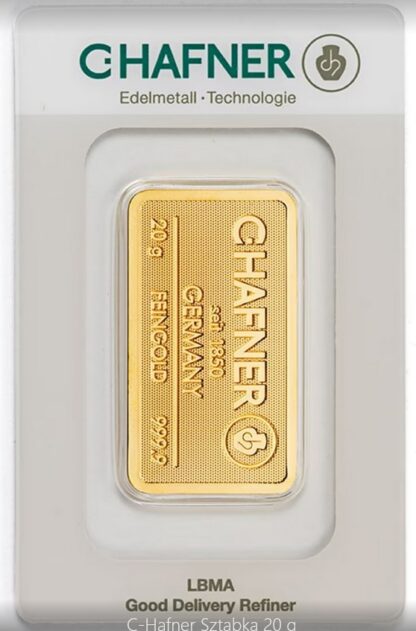 Sztabka złota 20 g C.Hafner
