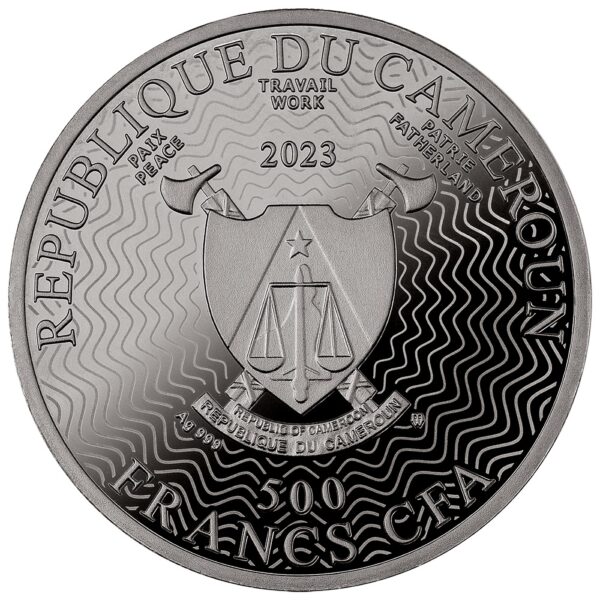 Srebrna moneta 500 CFA Ryś, Seria: Nocni łowcy awers
