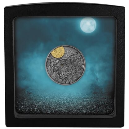 Srebrna moneta 500 CFA Ryś, Seria: Nocni łowcy ramka