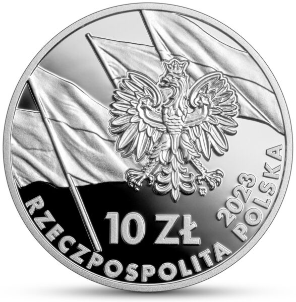 Srebrna moneta kolekcjonerska 10 zł Marsz Niepodległości awers