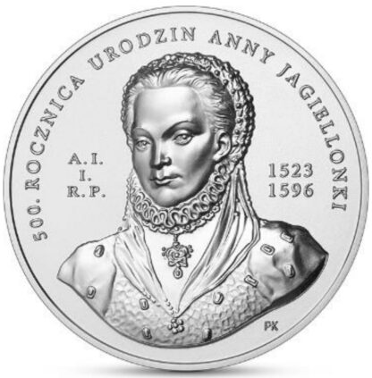 Srebrna moneta 50 zł 500. rocznica urodzin Anny Jagiellonki rewers