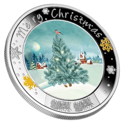 Srebrna moneta Wesołych Świąt 2023 rant