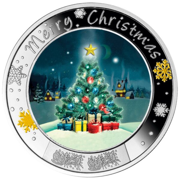 Srebrna moneta Wesołych Świąt 2023 rewers