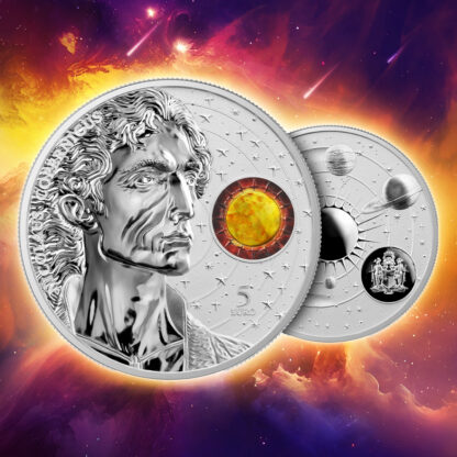 Srebrna moneta 1 oz Malta Copernicus baner