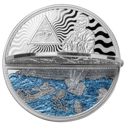 Srebrna moneta 3D  5 $ Arka Noego spód