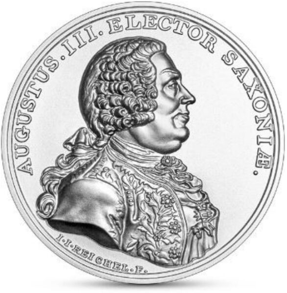 Srebrna moneta 50 zł Skarby Stanisława Augusta - August III Sas rewers