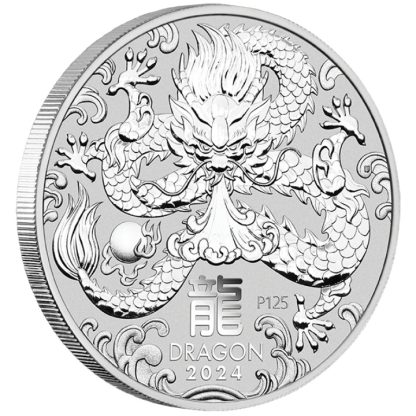 Srebrna moneta bulionowa 1 oz Lunar III Rok smoka rant