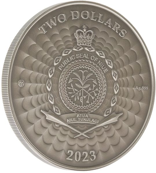 Srebrna moneta 2$ Yeti, Seria: Świat kryptyd awers