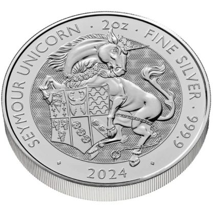 Srebrna moneta bulionowa 2 oz The Seymour Unicorn, Seria: The Royal Tudor Beasts rewers rant