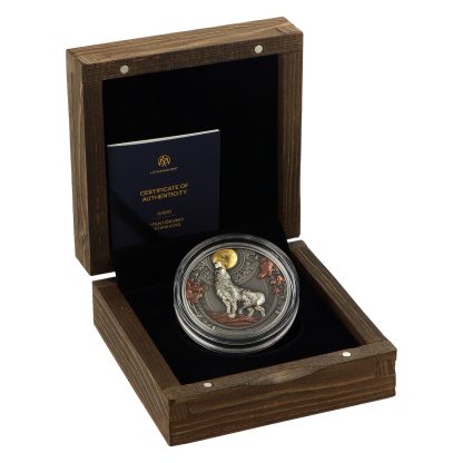 Srebrna moneta 5$ Metal Wolf, Seria: Steampunk etui