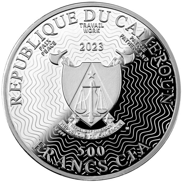 Srebrna moneta 500 CFA Pluton, Seria: Układ słoneczny awers