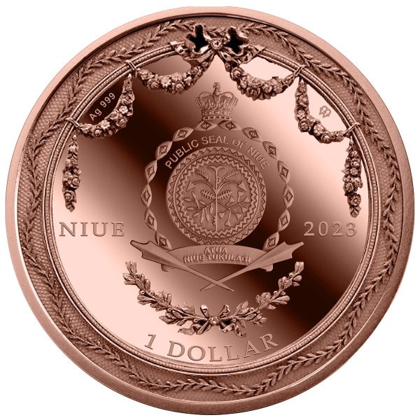 Srebrna moneta 1$ Zegar kieszonkowy awers