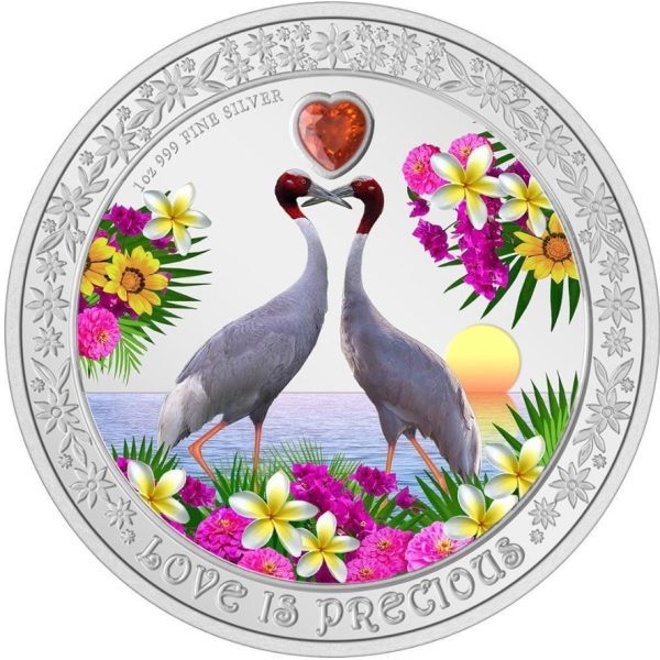 Srebrna moneta 2$ Love is Precious – Sarus Cranes