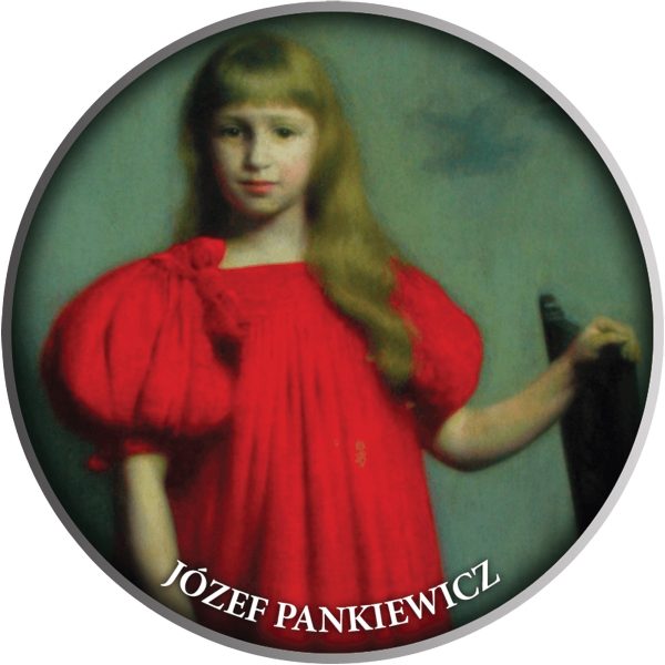 Srebrna moneta 500 CFA Józef Pankiewicz, Portret dziewczynki w czerwonej sukni rewers