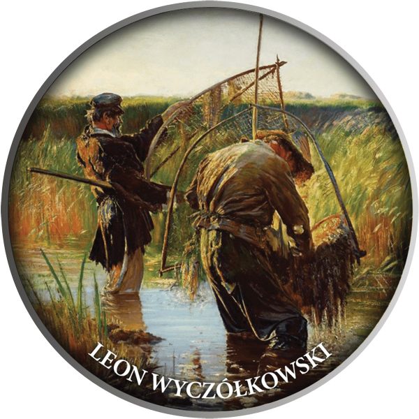 Srebrna moneta 500 CFA Leon Wyczółkowski, Rybacy rewers